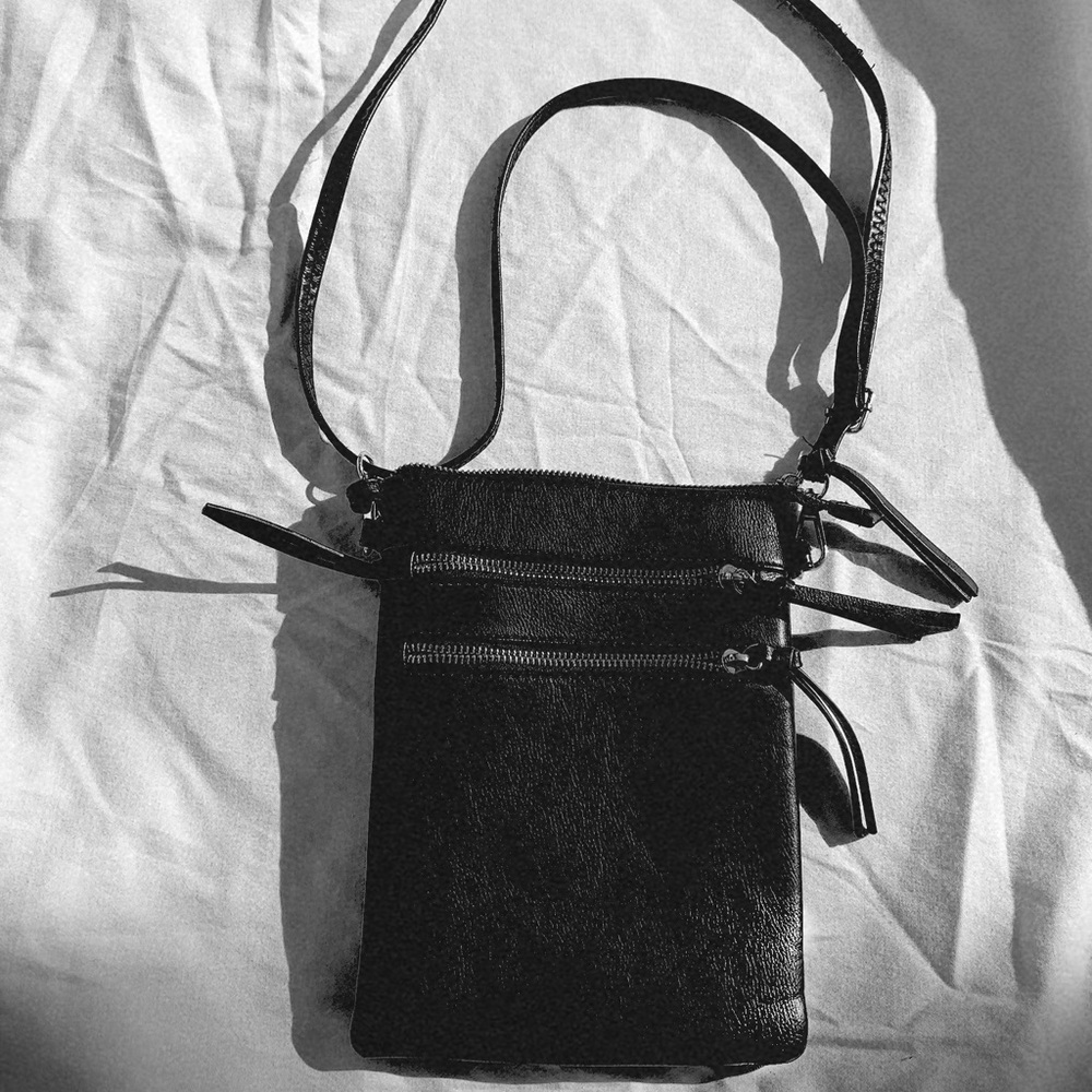 Black leather shoulder bag